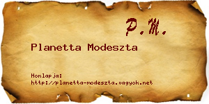 Planetta Modeszta névjegykártya